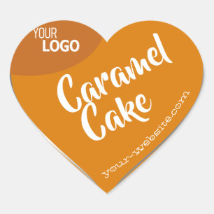 Orange Caramel Silver Frame Logo Template Baking Heart Sticker