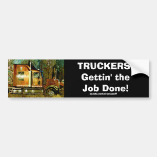 ORANGE CARGO TRUCK BIG RIG TRUCKERS Bumper Sticker