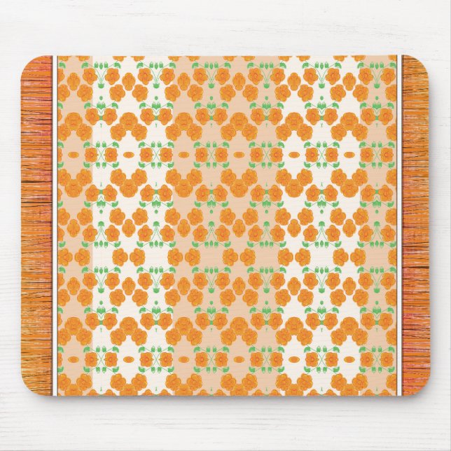 Orange Carpet Style Flowered Designer Mouse Mat (Front)
