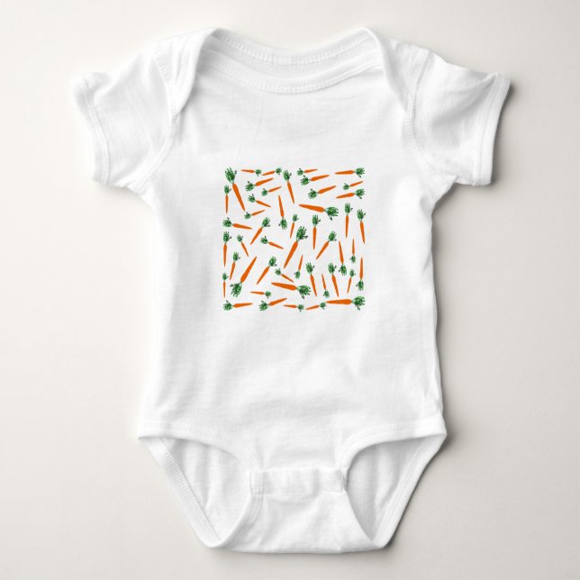 Orange Carrot Pattern Baby Bodysuit (Front)