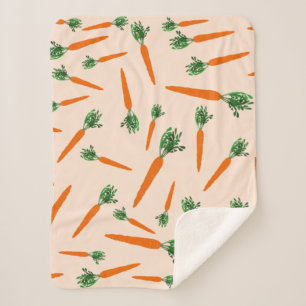 Orange Carrot Pattern Sherpa Blanket