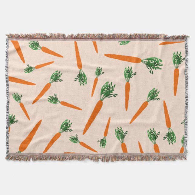 Orange Carrot Pattern Throw Blanket (Front)