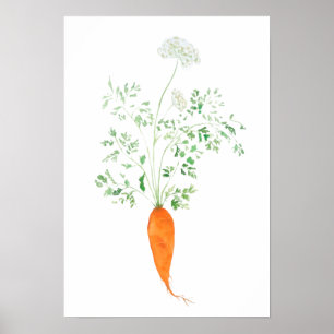 orange carrot watercolor poster