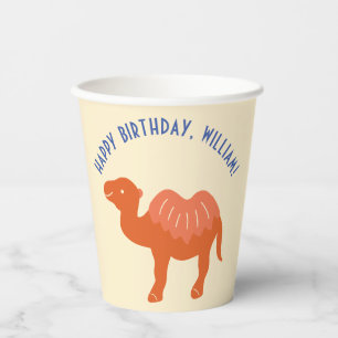 Orange Cartoon Camel Birthday Party Personalised Paper Cups