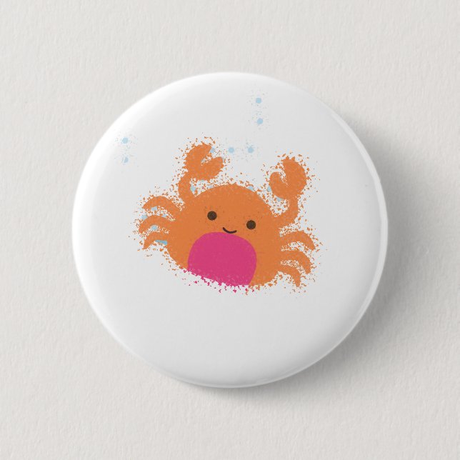 Orange Cartoon Crab 6 Cm Round Badge (Front)