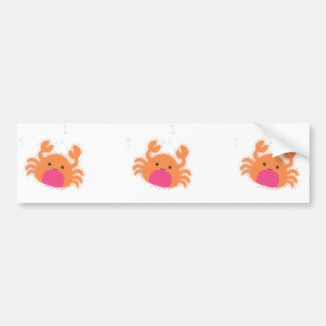 Orange Cartoon Crab Bumper Sticker (Front)
