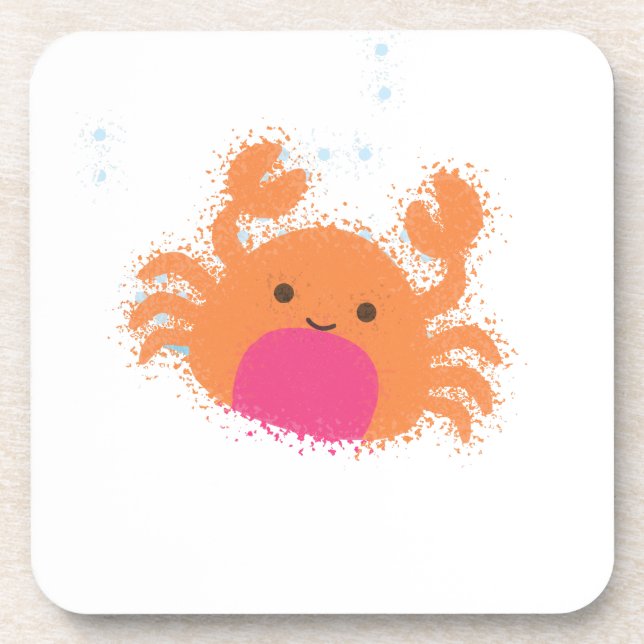 Orange Cartoon Crab Coaster (Front)