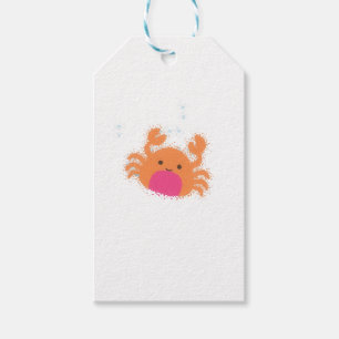 Orange Cartoon Crab Gift Tags