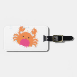 Orange Cartoon Crab Luggage Tag