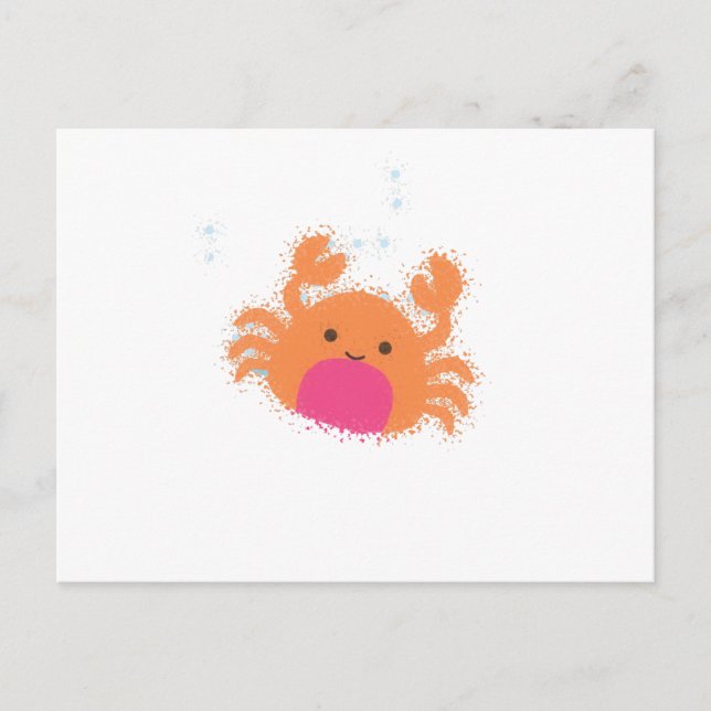 Orange Cartoon Crab Postcard (Front)