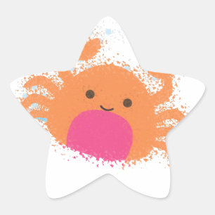 Orange Cartoon Crab Star Sticker