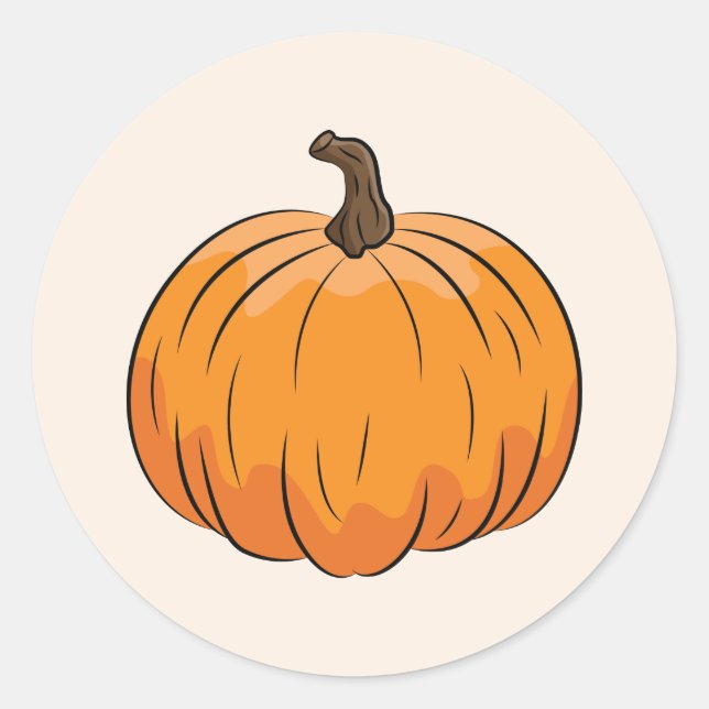 Orange Cartoon Pumpkin Illustration Classic Round Sticker (Front)