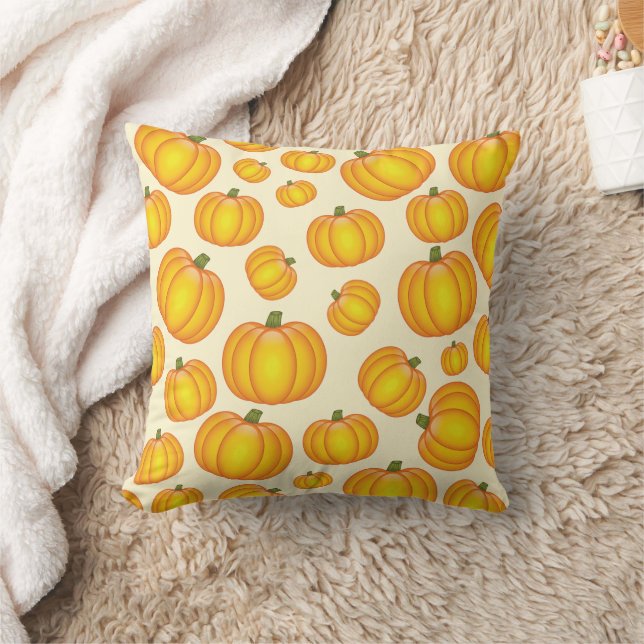 Orange Cartoon Pumpkin Pattern Cushion (Blanket)