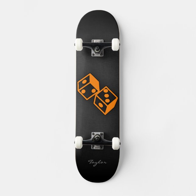 Orange Casino Dice Skateboard (Front)