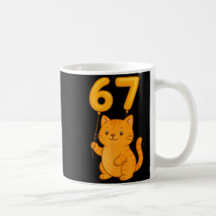 Orange Cat 67 Meme Six Seven Balloon Funny Gen Alp Coffee Mug