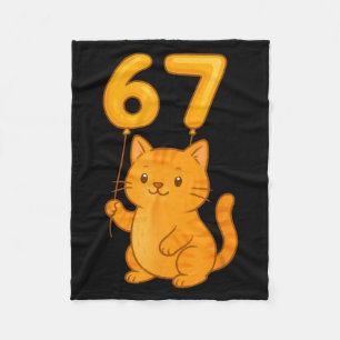 Orange Cat 67 Meme Six Seven Balloon Funny Gen Alp Fleece Blanket