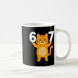 Orange Cat 67 Meme Six Seven Funny Cat Lover  Coffee Mug