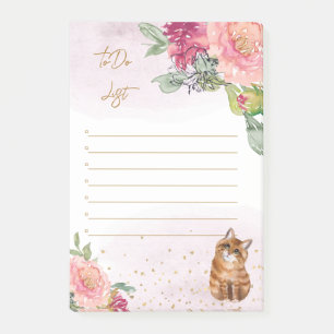 Orange Cat And Flowers Girl To-Do-List Post-it Notes