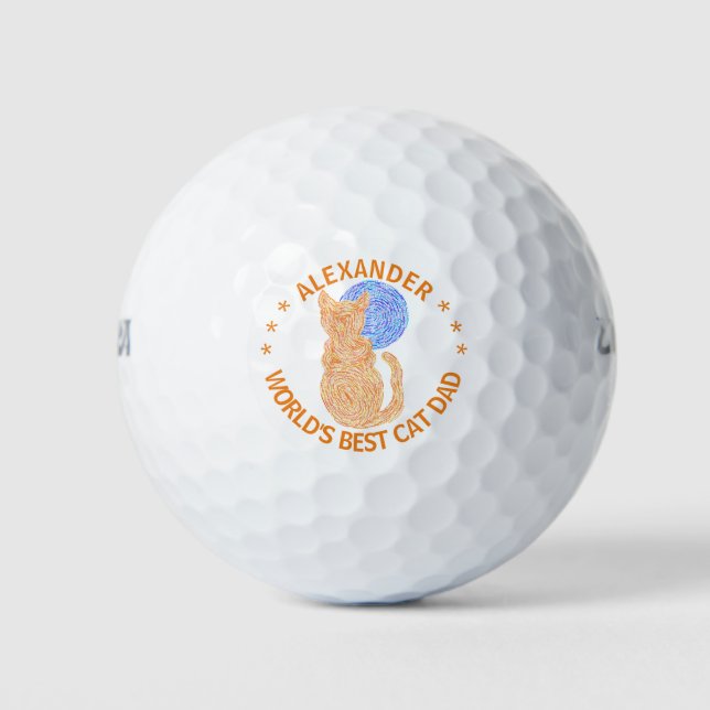 Orange Cat And The Moon Cat Lover Funny Cat Dad Golf Balls (Front)