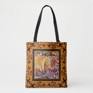 Orange Cat Art Vintage Style Tote Bag