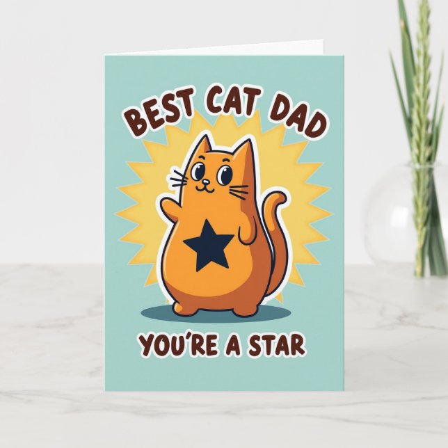 Orange Cat Best Dad Art Card (Front)