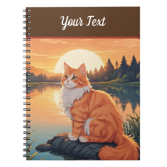 Orange Cat by Lake Notebook (Front)