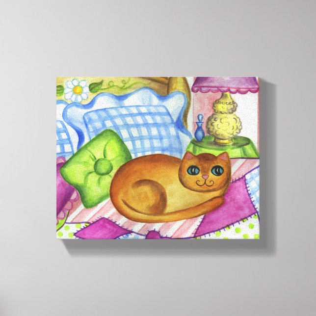 Orange Cat Canvas Wall Art (Front)