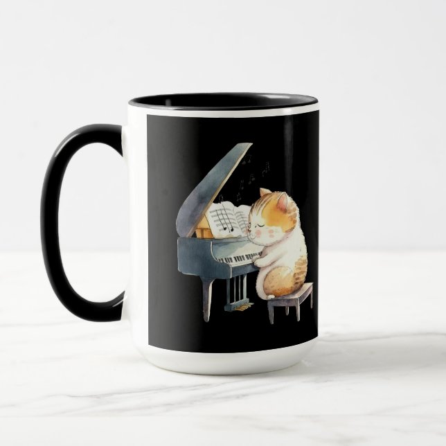 Orange Cat Classical Jazz Piano Keyboard Player Mug (Left)