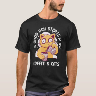 Orange Cat Coffee Cat Drinking Coffee Cats Women T-Shirt