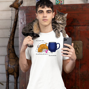 Orange Cat Coffee Mug Blue T-Shirt
