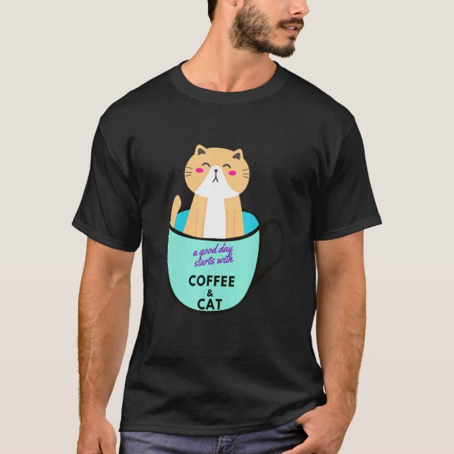 Orange Cat Coffee Mug Cat T-Shirt (Front)