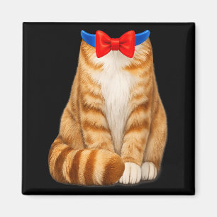 Orange Cat Costume Tabby Bow Tie Cute Funny Pet Magnet