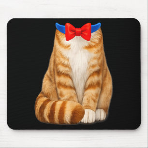 Orange Cat Costume Tabby Bow Tie Cute Funny Pet Mouse Mat