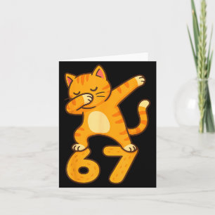 Orange Cat Dabbing Funny 67 Six Seven Meme Card