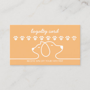 Orange Cat Dog Paw Loyalty Discount Design Business Card