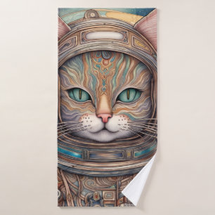 Orange Cat Drinking Tea Bath Towel Set