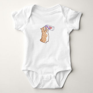 Orange Cat Drinks Milk  Baby Bodysuit
