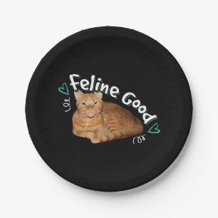 Orange Cat - Feline Good Pun Paper Plate