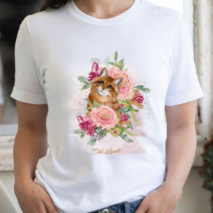 Orange Cat & Flowers Pet Lover Gift For Her T-Shirt