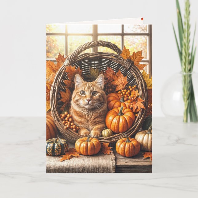 Orange Cat For November Birthday Card (Front)