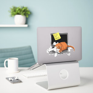 Orange Cat Funny Laptop Green Work Home