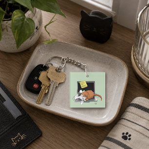 Orange Cat Funny Laptop Green Work Home Key Ring