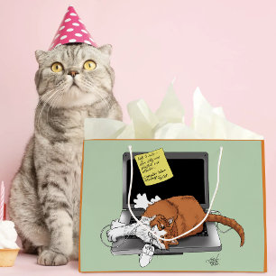 Orange Cat Funny Laptop Green Work Home Large Gift Bag