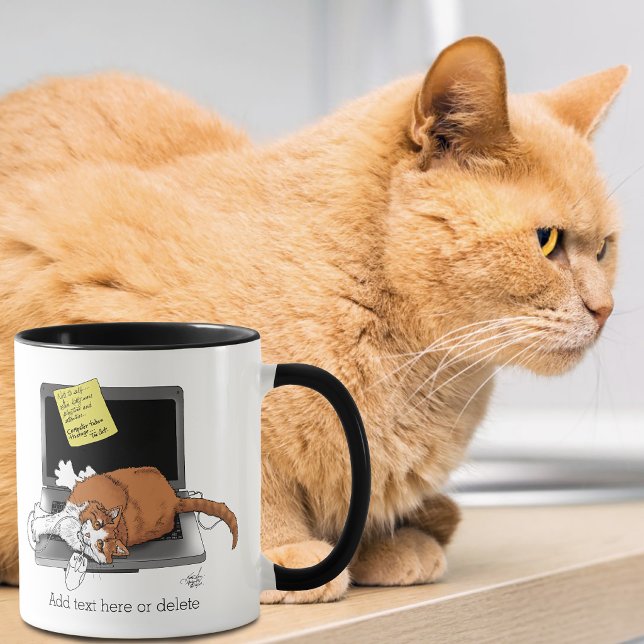 Orange Cat Funny Laptop Green Work Home Mug (Creator Uploaded)