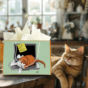 Orange Cat Funny Laptop Large Gift Bag