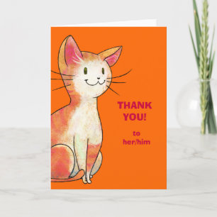 Orange Cat Greeting Card(customisable) Thank You Card