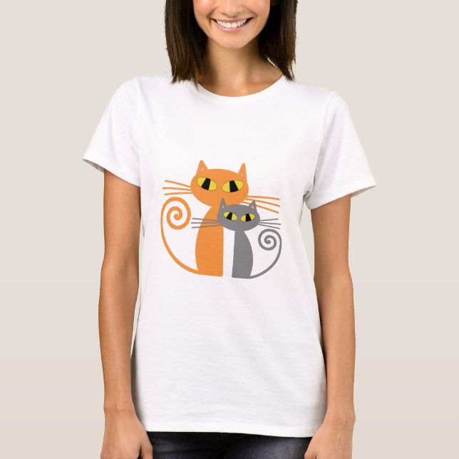Orange Cat, Grey Cat T-Shirt (Front)