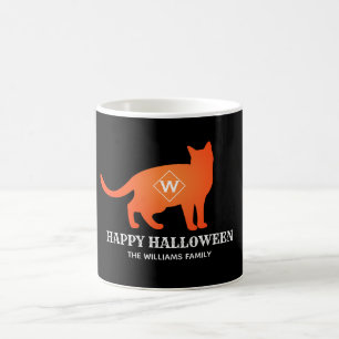 Orange Cat Happy Halloween Family Name Coffee Mug