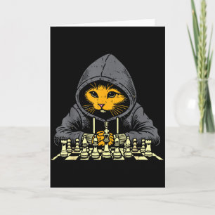 Orange Cat Hoodie Playing Chess Game Cool Women Me Card