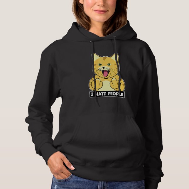Orange Cat I Hate People Tshirt Funny Kitty Cat Lo (Front)